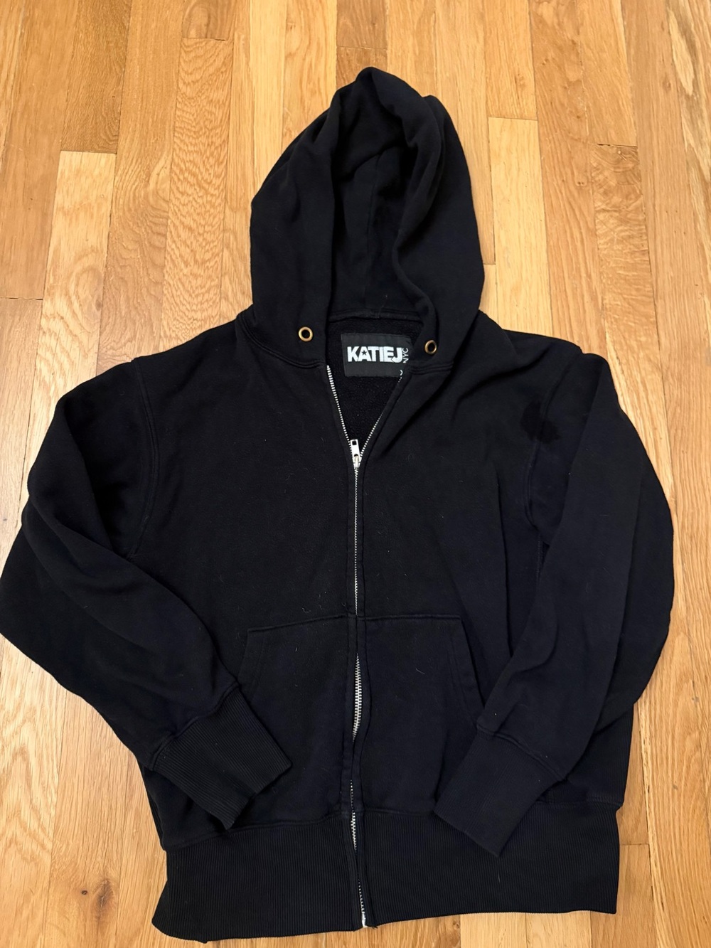 Katie J NYC Black Zip Hoodie Jacket